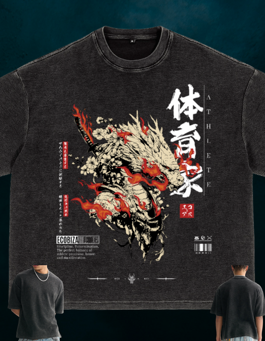 Ecobiza - Dragonbane - Snow Washed Cropped Waffle Tee