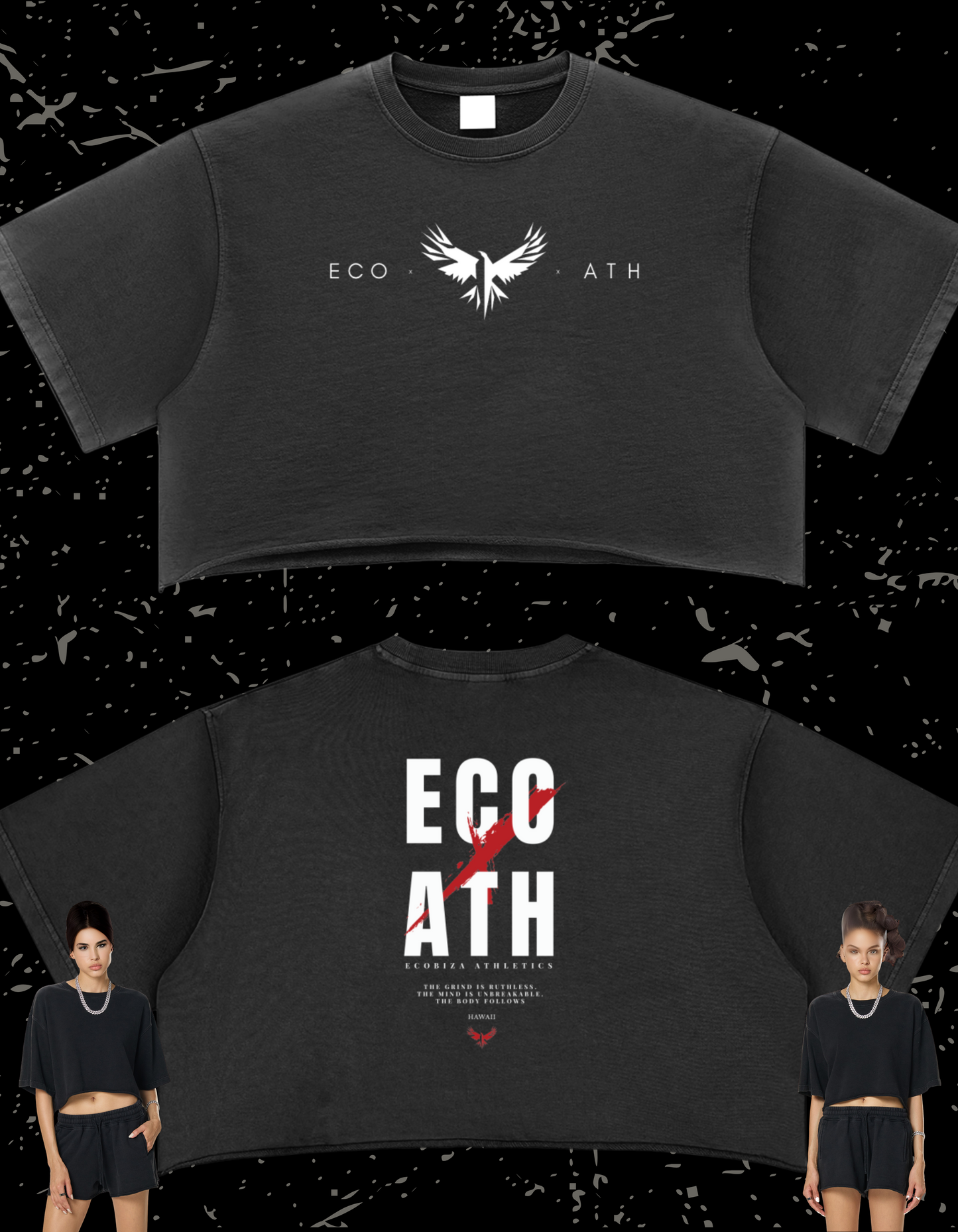 Ecobiza - RVNBADDIE - Snow Washed Drop-Shoulder Crop Top