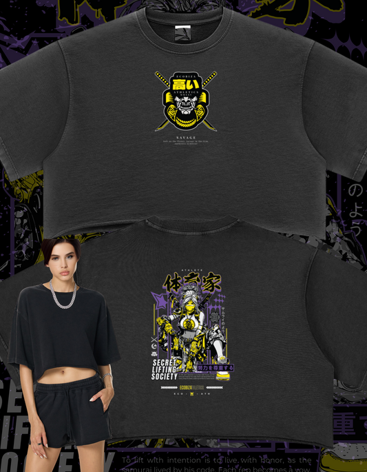 Ecobiza - Tech Samurai - Snow Washed Raw Edge Crop Top