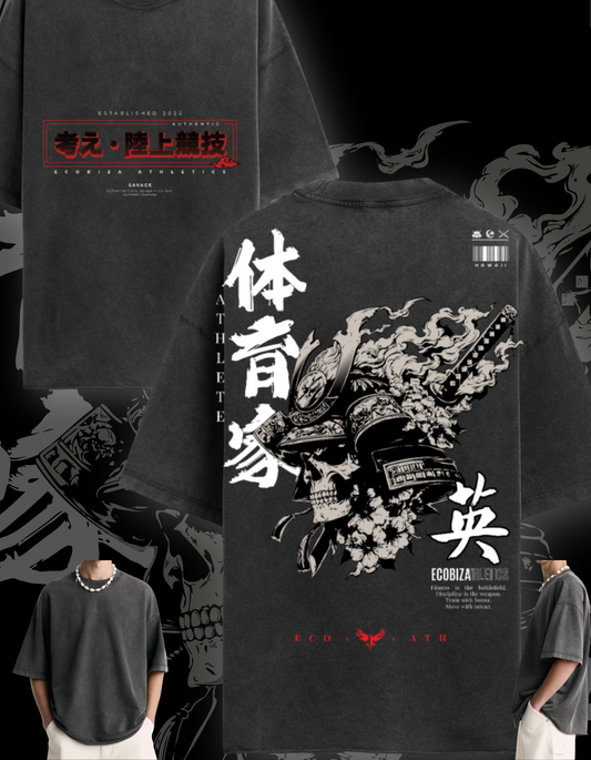 Ecobiza - Death Before Dishonor - Unisex Oversized Obsidian Fade Heavyweight Tee
