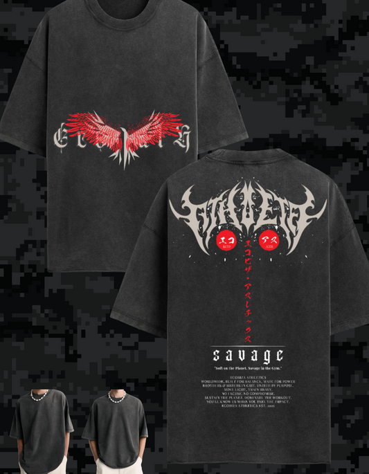 Ecobiza - RVNGTHK - Unisex Oversized Obsidian Fade Heavyweight Tee