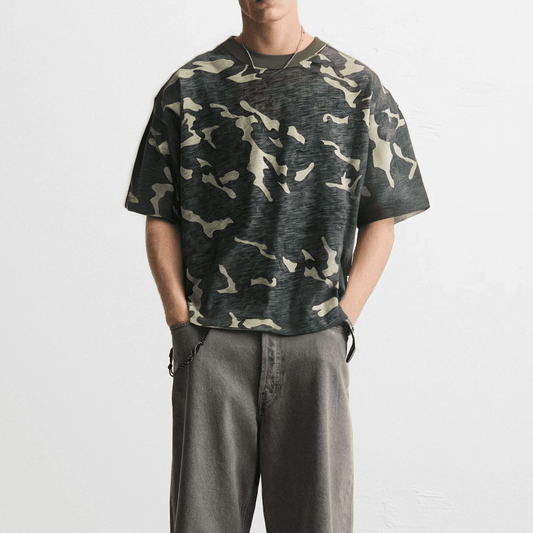 Ecobiza - Gothikamo - Unisex Camo Cropped Boxy Tee (Heavyweight)