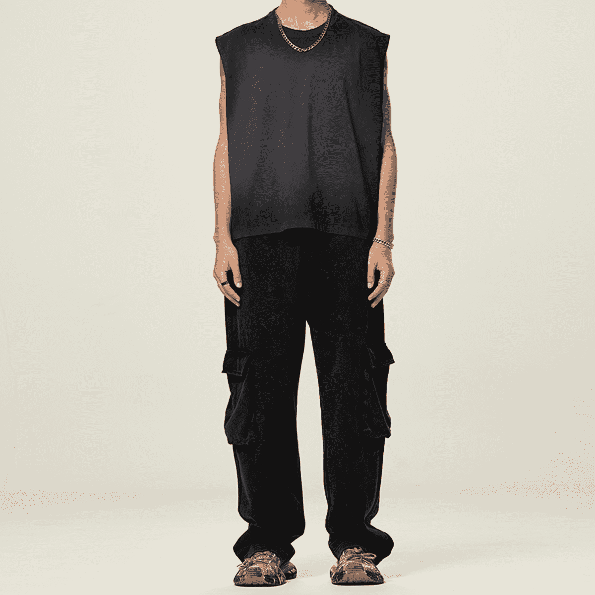 Ecobiza - RVNGTHK - Unisex Cropped Boxy Obsidian Fade Heavyweight Tank