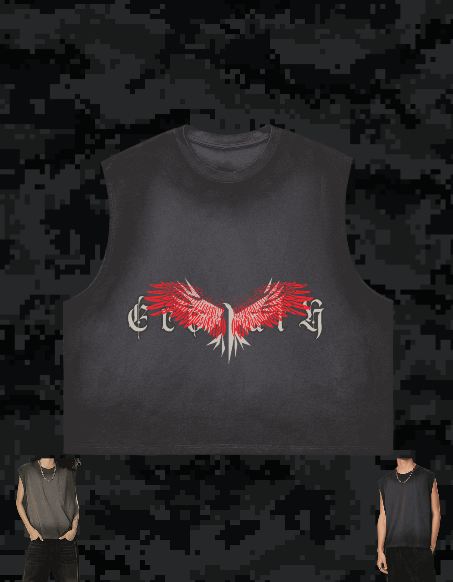 Ecobiza - RVNGTHK - Unisex Cropped Boxy Obsidian Fade Heavyweight Tank