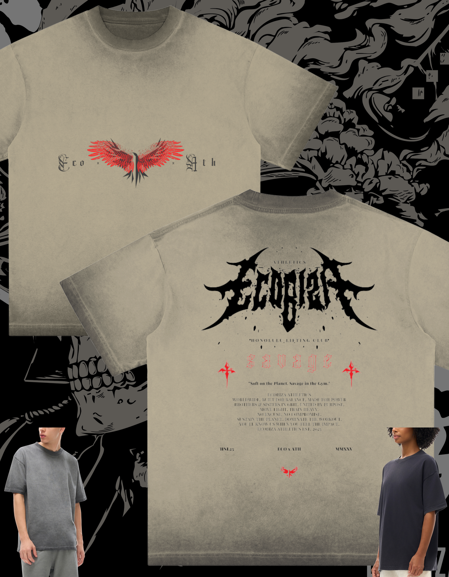 Ecobiza - bloodwing - Heavyweight Ghost Fade Tee