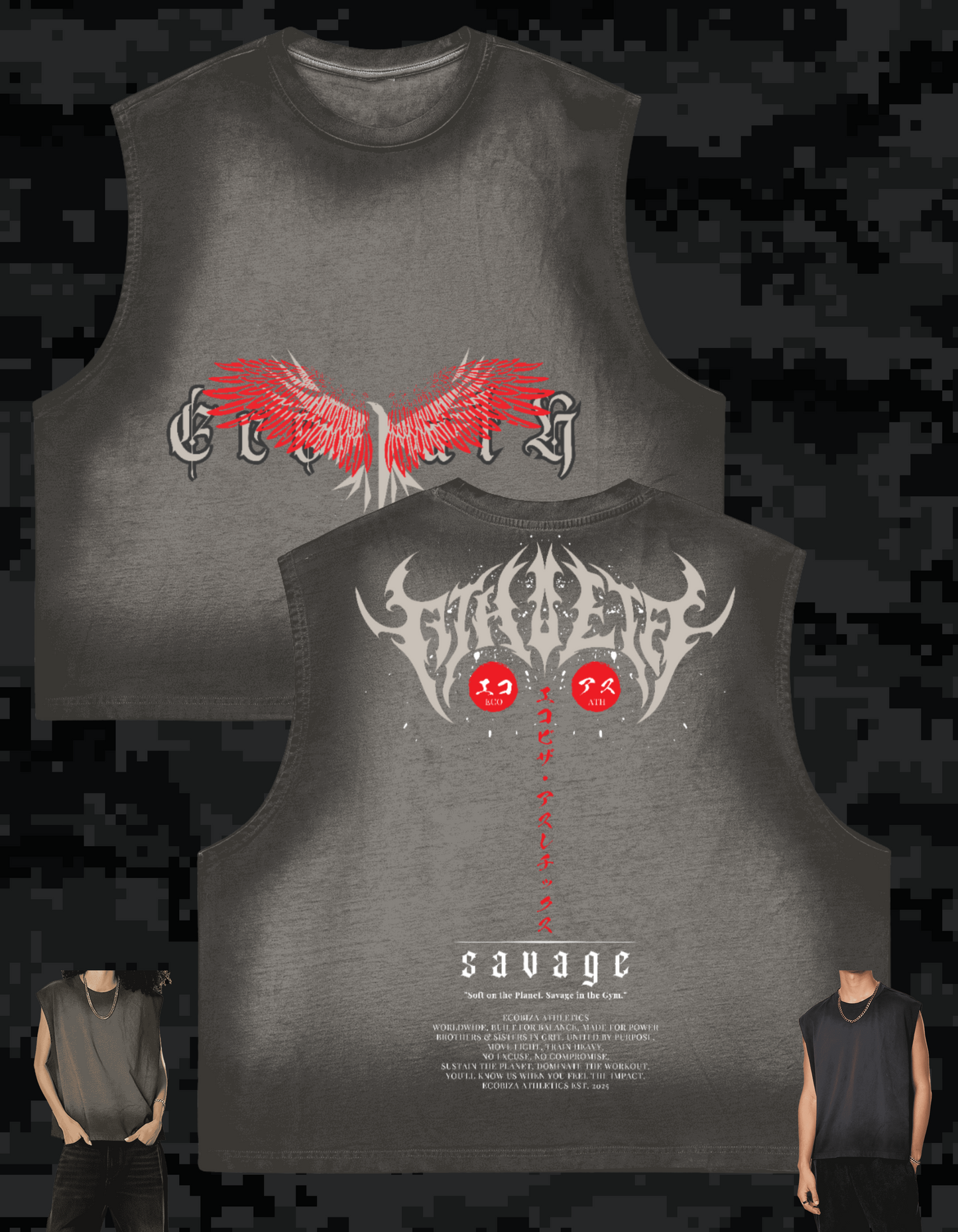 Ecobiza - RVNGTHK - Unisex Cropped Boxy Obsidian Fade Heavyweight Tank