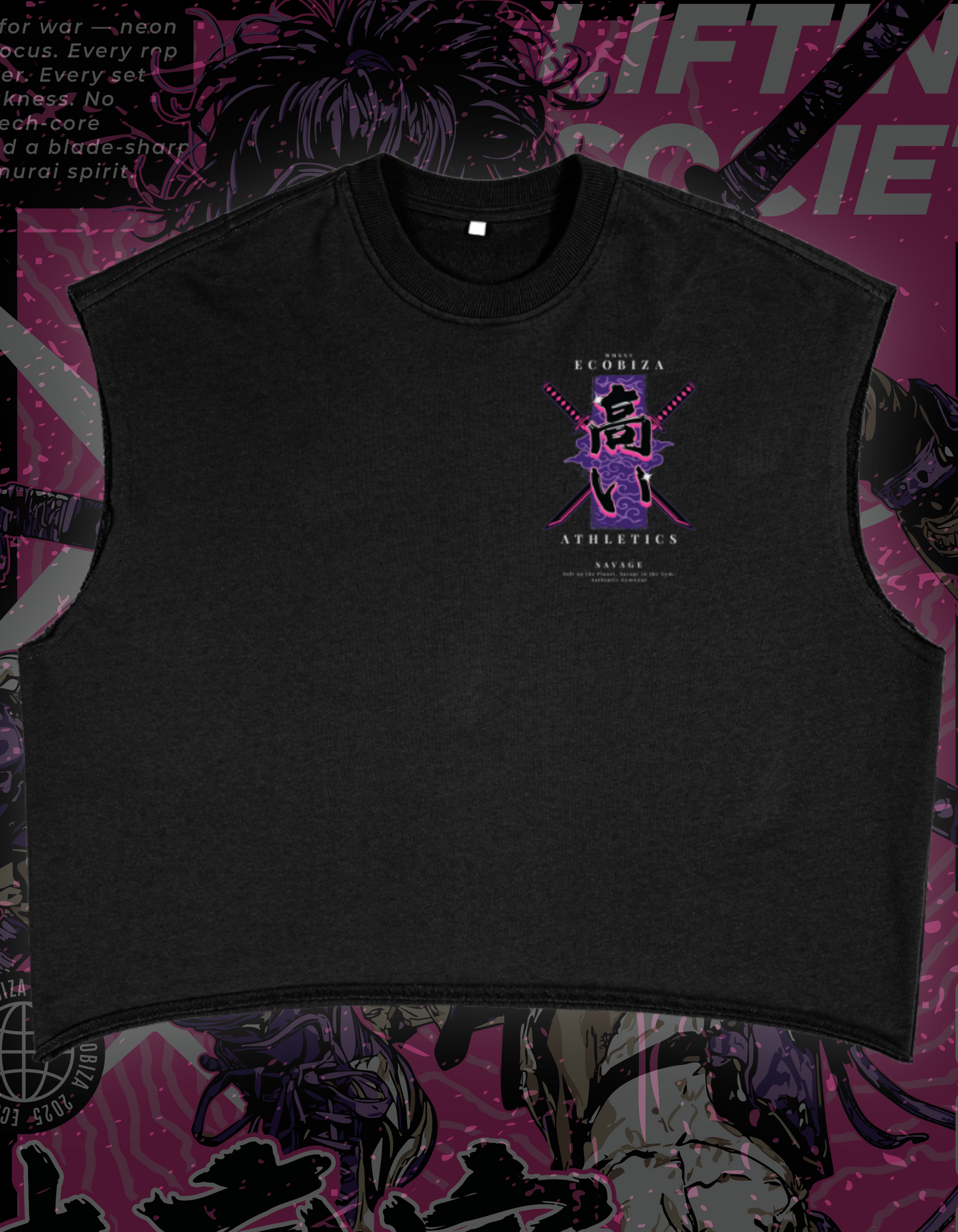 Ecobiza - Cyberpunk Samurai - Boxy Crop Heavyweight Tank Top