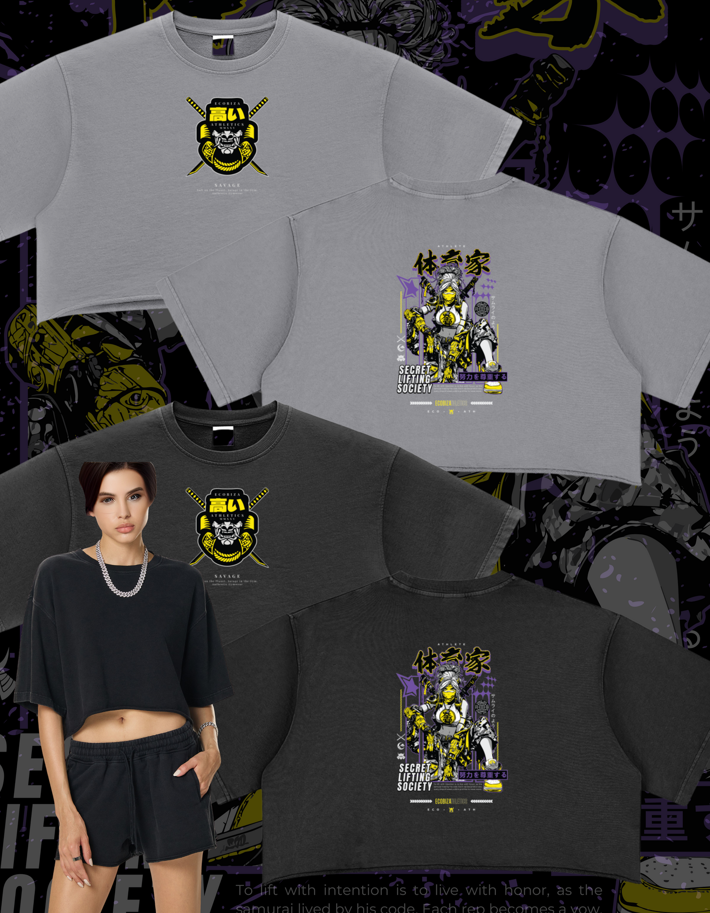 Ecobiza - Tech Samurai - Snow Washed Raw Edge Crop Top