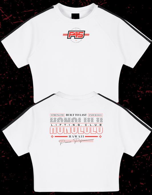 F45 - White HLC - Cooling Performance Crop Top
