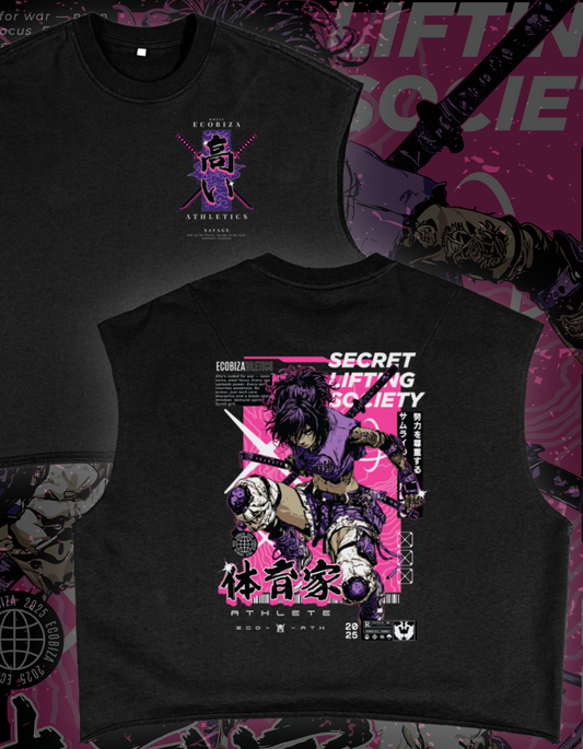 Ecobiza - Cyberpunk Samurai - Boxy Crop Heavyweight Tank Top