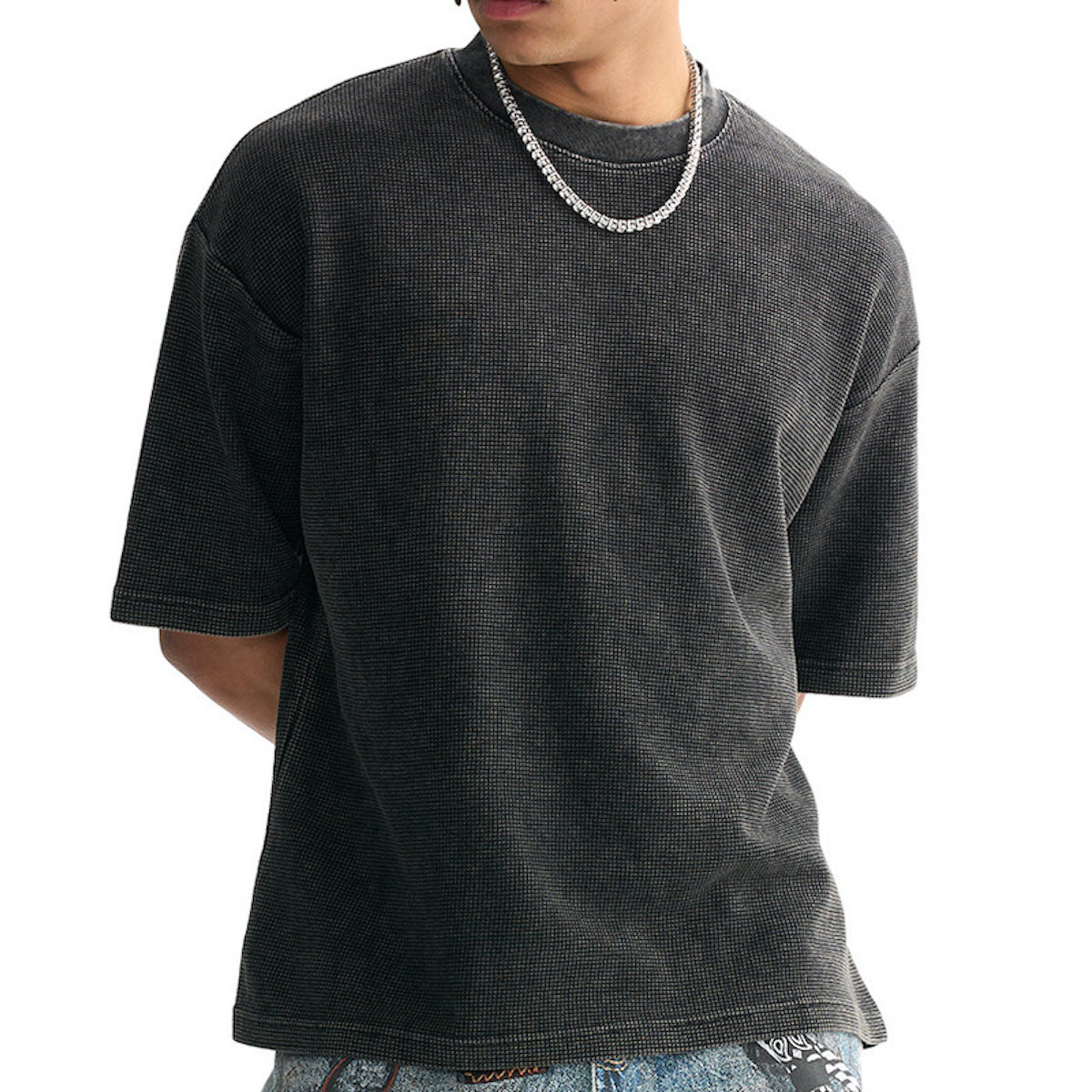 Ecobiza - Dragonbane - Snow Washed Cropped Waffle Tee
